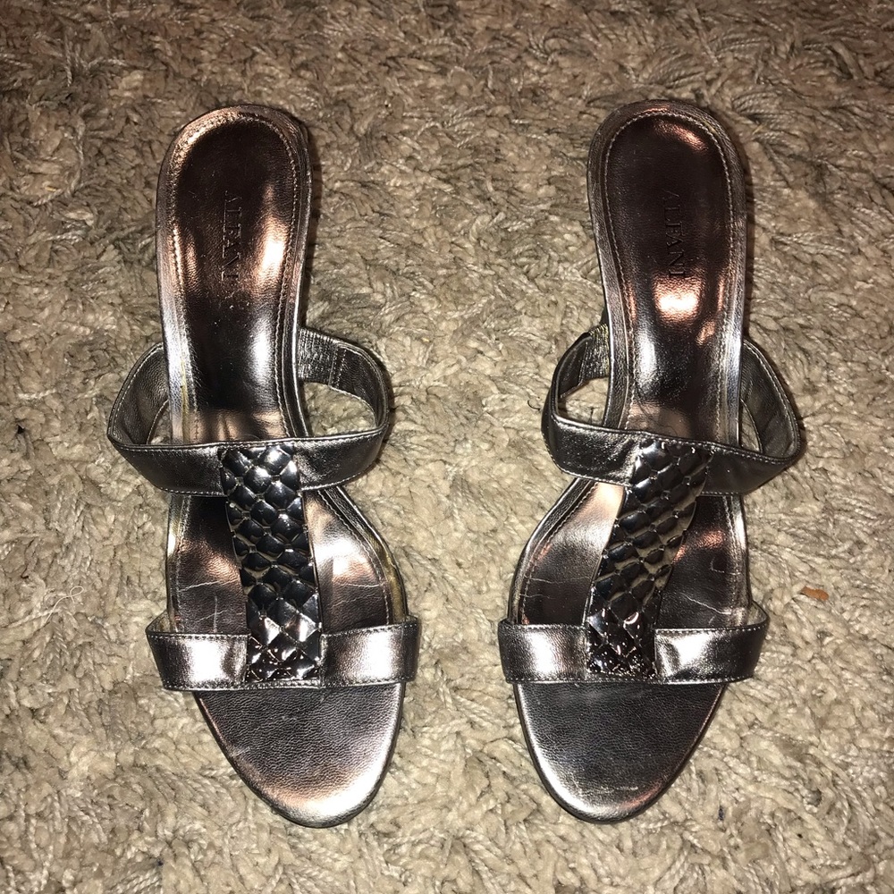 Silver Shiny Quilted Heels